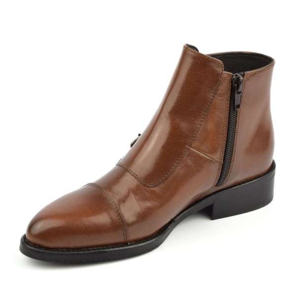 Bottines Cuir Lisse Marron Plumers