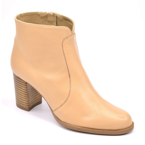 Botas De Couro Liso Nude F3897 Brenda Zaro