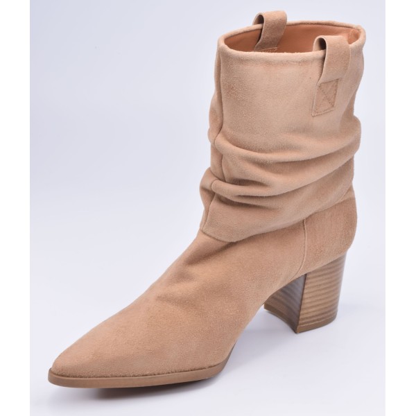 Botins Em Pele De Camur A Nude T Sapatinhos