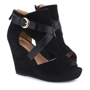 Black Ines Wedge Sandals