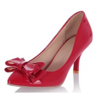 Zapatos de salón con tacones en punta, charol, rojo, Helin