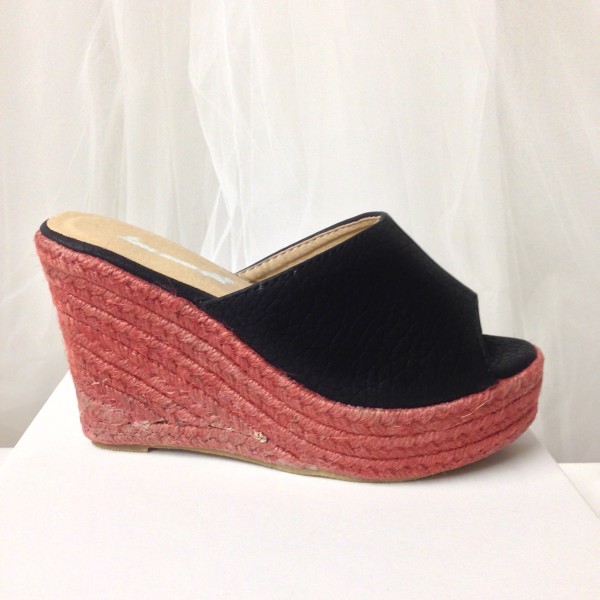 Mules, talons compensés, noire, Zazie