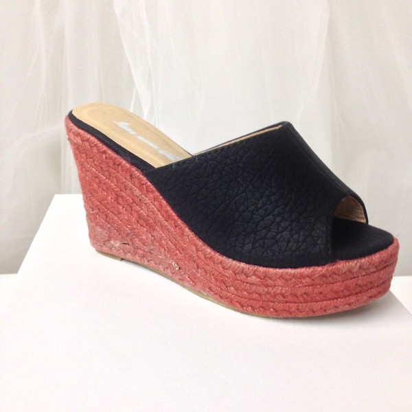 Mules, talons compensés, noire, Zazie