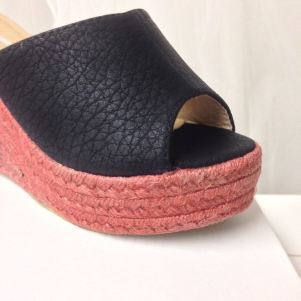 Mules, talons compensés, noire, Zazie