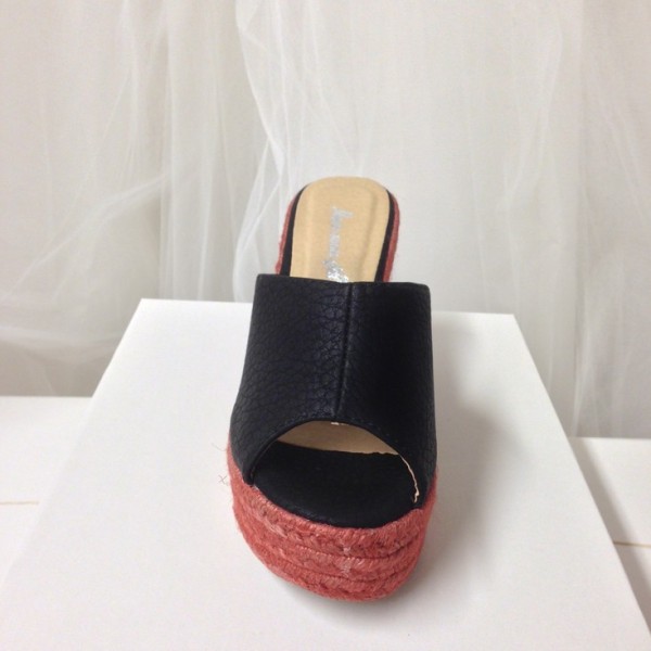 Mules, talons compensés, noire, Zazie