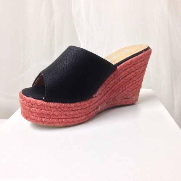 Mules, talons compensés, noire, Zazie