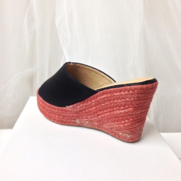 Mules, talons compensés, noire, Zazie