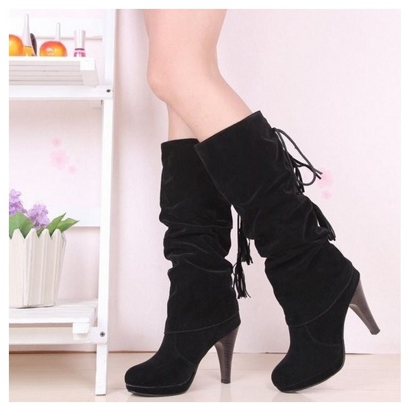 Bottes Femme M&S Noir Simili Daim - Pointure 5 (38), Talons Hauts