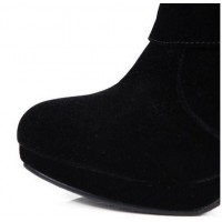 Bottes femmes, petites pointures, aspect daim, talon 10.5 cm, plateau 1.5 cm, noires tako