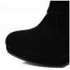 Bottes femmes, petites pointures, aspect daim, talon 10.5 cm, plateau 1.5 cm, noires tako