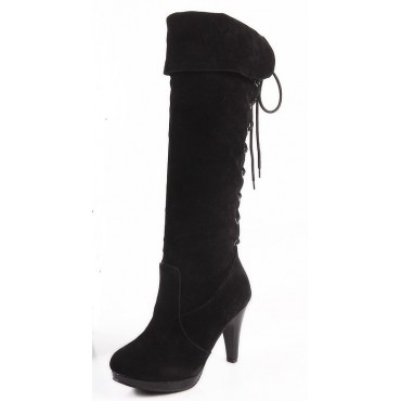 Bottes aspect daim, lacets, noires, petites pointures, Lorela