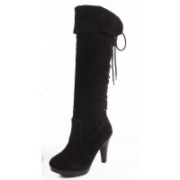 Bottes aspect daim, lacets, noires, petites pointures, Lorela