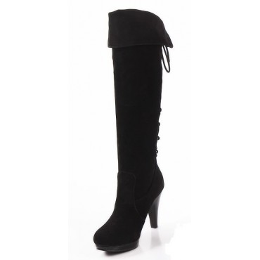 Bottes aspect daim, lacets, noires, petites pointures, Lorela