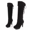 Bottes aspect daim, lacets, noires, petites pointures, Lorela