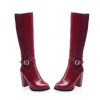 Bottes aspect cuir lisse, bordeaux, talon 8,5, femmes petites pointures, Michaella