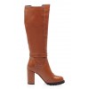 Bottes aspect cuir lisse, marrons, talon 8,5, femmes petites pointures, Michaella