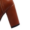 Bottes aspect cuir lisse, marrons, talon 8,5, femmes petites pointures, Michaella