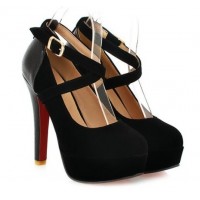 Escarpins, noires, brides, hauts talons, aspect daim, petites pointures, Samia