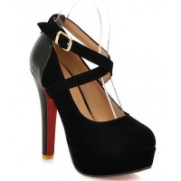 Escarpins, noires, brides, hauts talons, aspect daim, petites pointures, Samia