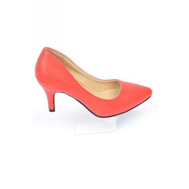 Escarpins femmes petites pointures, talons 7.5 cm, rouges corail, mates, Oxana