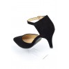 Escarpins petites pointures, aspect daim, brides, talons 7.5 cm, noires, Betty