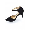 Escarpins petites pointures, aspect daim, brides, talons 7.5 cm, noires, Betty