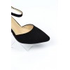 Escarpins petites pointures, aspect daim, brides, talons 7.5 cm, noires, Betty