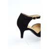 Escarpins petites pointures, aspect daim, brides, talons 7.5 cm, noires, Betty