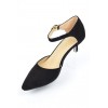 Escarpins petites pointures, aspect daim, brides, talons 5 cm, noires, Betty