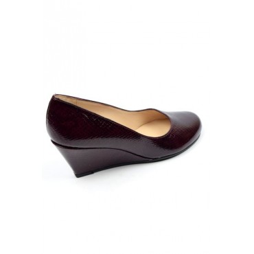 Chaussures cuir verni Calgary Bordeaux, talons compensés,  Yves de Beaumond, petites pointures, talons 7 cm, Mady