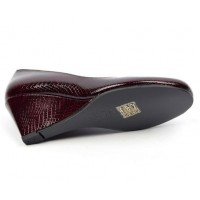 Chaussures cuir verni Calgary Bordeaux, talons compensés,  Yves de Beaumond, petites pointures, talons 7 cm, Mady