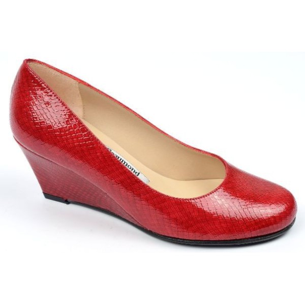 Chaussures cuir verni Calgary Rouges, talons compensés,  Yves de Beaumond, petites pointures, talons 7 cm, Mady