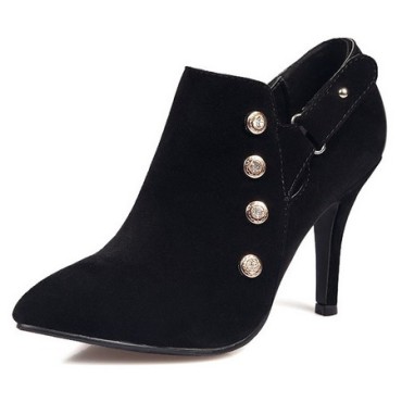 Bottines cheville, aspect daim, noires, talons 9 cm, petites pointures pour femmes, Rissia