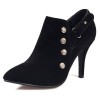 Bottines cheville, aspect daim, noires, talons 9 cm, petites pointures pour femmes, Rissia