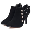 Bottines cheville, aspect daim, noires, talons 9 cm, petites pointures pour femmes, Rissia