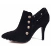 Bottines cheville, aspect daim, noires, talons 9 cm, petites pointures pour femmes, Rissia