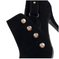 Bottines cheville, aspect daim, noires, talons 9 cm, petites pointures pour femmes, Rissia