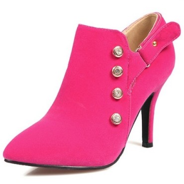 Bottines cheville, aspect daim, fushias, talons 9 cm, petites pointures pour femmes, Rissia