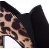 Bottines cheville, aspect daim, noires, arrière léopard, talons 9 cm, petites pointures pour femmes, Nissia