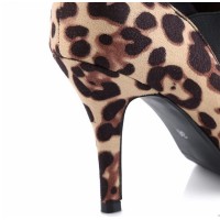 Bottines cheville, aspect daim, noires, arrière léopard, talons 9 cm, petites pointures pour femmes, Nissia