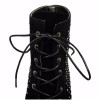 Bottines talons compensés, aspect daim, noires, strass, lacets, Liyane