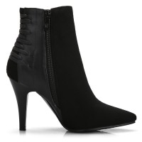 Bottines bi-matière noire, talon 9 cm, bouts pointus, Nala