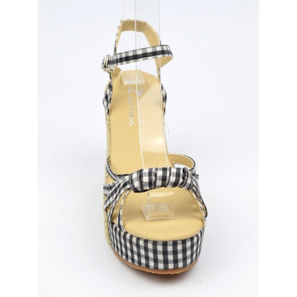 Sandales Compensées Lollipops Noires Pointure 38 - Occasion En Bon état, Style Dénudé