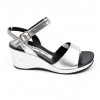 Sandales cuir, Argent, talons compensés, Yves de Beaumond, Sasha, Petites pointures femme