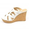 Mules cuir verni, blanches, talons compensés, Yves de Beaumond, Orni, Petites pointures femme