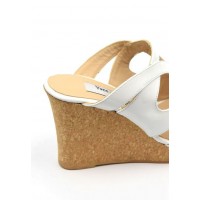 Mules cuir verni, blanches, talons compensés, Yves de Beaumond, Orni, Petites pointures femme