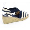 Espadrilles sandales compensées, petites pointures, rayures, bleu marine,  Toni pons, Nahia