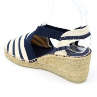 Espadrilles sandales compensées, petites pointures, rayures, bleu marine,  Toni pons, Nahia