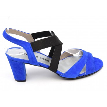Sandales Cuir Daim Brenda Zaro, talons 7 cm, bleues, Juna
