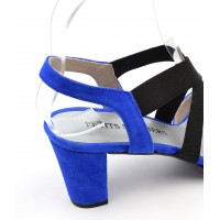 Sandales Cuir Daim Brenda Zaro, talons 7 cm, bleues, Juna